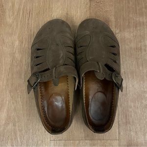 Haflinger Womens Size 37/ US 6 Brown Leather Slip on Buckle Sandal